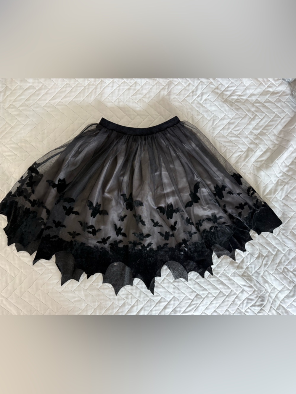 H&M Black Bat-Embellished Tulle Skater Skirt